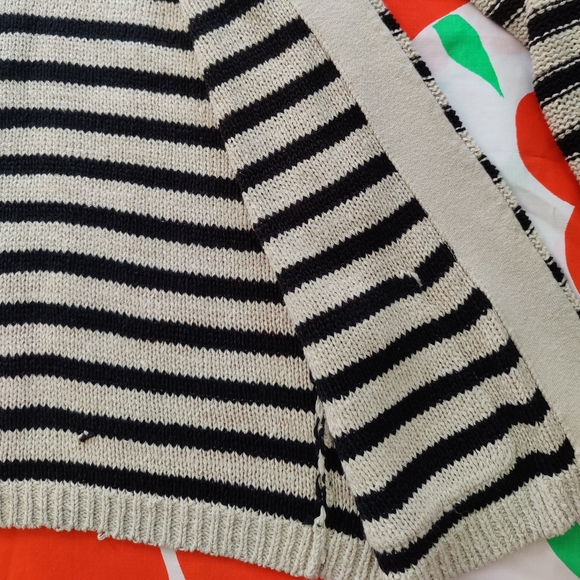 Black and Oatmeal Striped Open Front Cardigan Size Small | Ann Taylor Loft - Picture 10 of 11